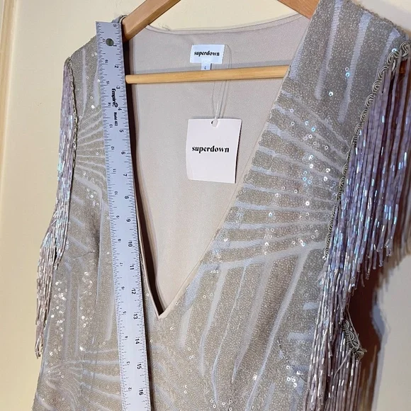 REVOLVE Caely Fringe mini Silver Sequin Dress - www.disolcolor.com